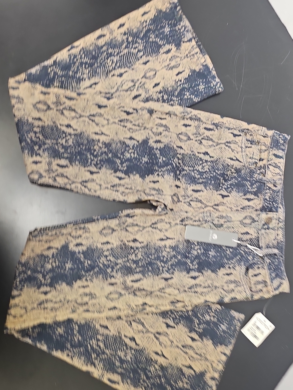 Tractr Blue and Beige Patterned Kids Jeans
